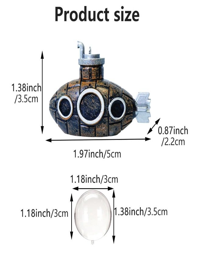 Herxsin Floating Fish Tank Decoration, Resin Retro Submarine Aquarium Decor Artificial Aquarium Decoration with Ball Fish Tank Accessories(Color:Bronze) - Image 2